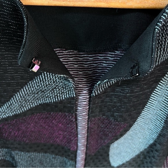 Ming Wang Open Front Jacket Womens L Large 3/4 sleeve Aqua Black Purple Cardigan - Picture 5 of 8